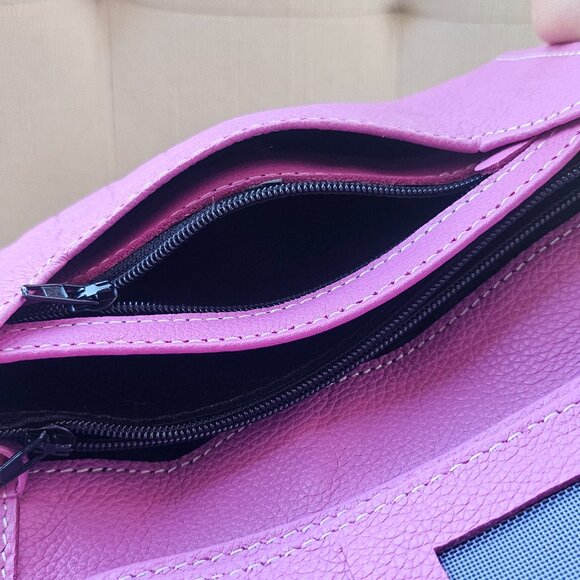 Passport Holder Pink Genuine Leather Purse Wallet Card Holder Multi Compartments - Picture 11 of 13